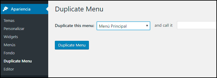 duplicar menu wordpress