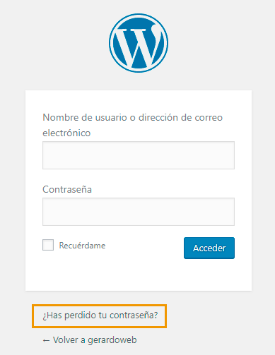 cambiar la contraseña de wordpress con el formulario del login