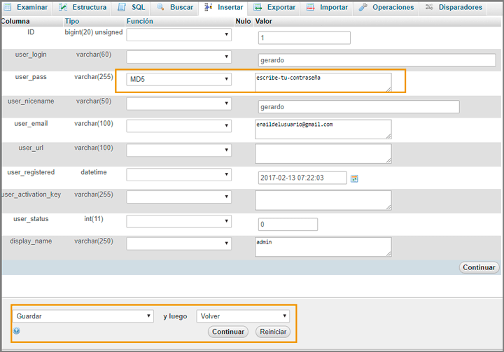 como cambiar la contraseña mysql