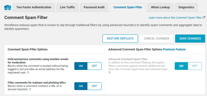 filtro antispam para comentarios